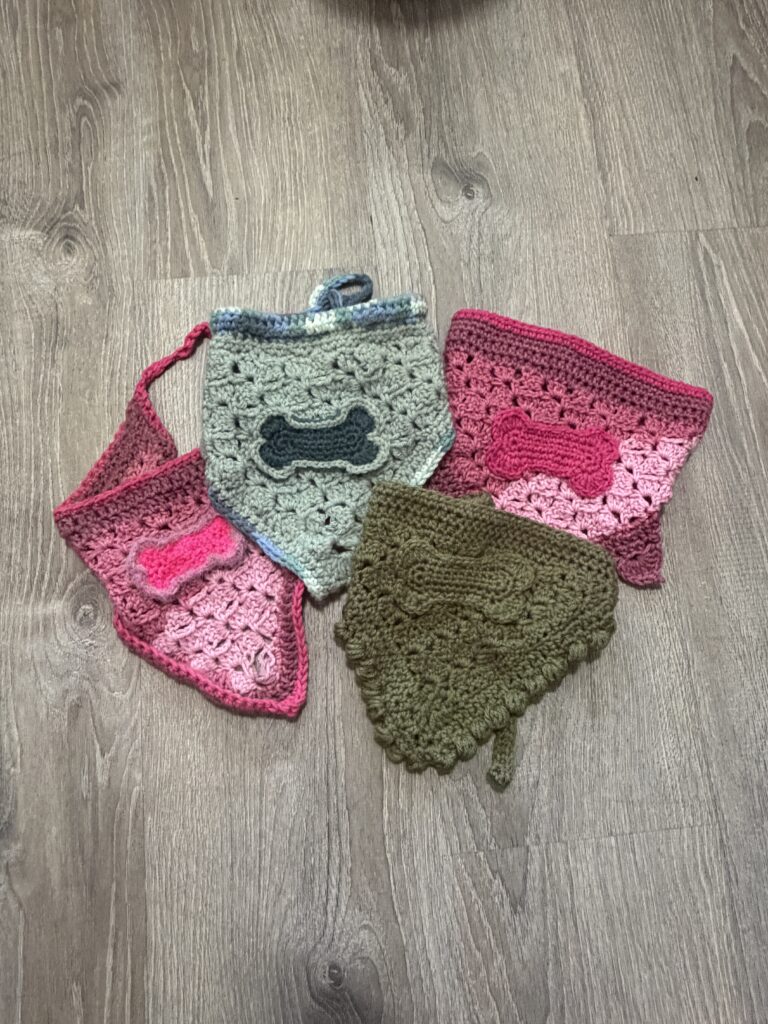 Home Assorted handmade crochet pet bandanas